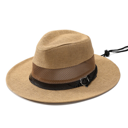 Changyin hat Men's summer dad breathable sun hat mesh hollow straw top hat thin sun protection hat old man cool hat beige