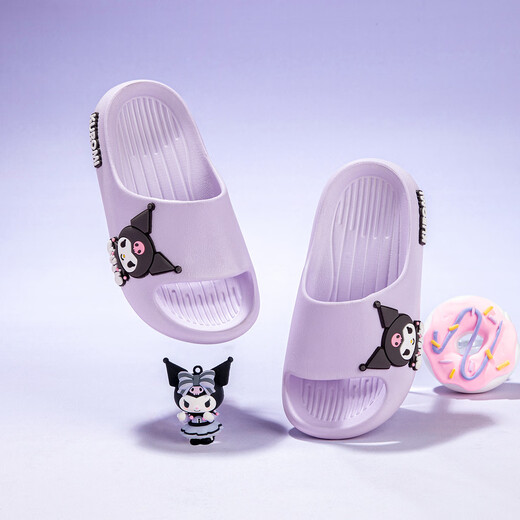 Hello Kitty children's shoes girls slippers Kuromi slip-on girls bathroom home shoes cute sandals 5862A purple 28