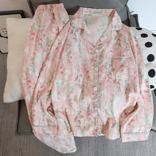 Lexi Beiluo Frühling und Herbst Dünne Wolke Baumwolle süßer Pyjama langärmelte Heimkleidung 826#Love Bow 180 xl