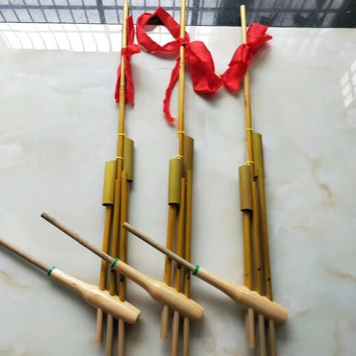 CLCEY芦笙民族乐器贵州云南竹制6管6音C调舞台道具装饰纯手工优质水竹 中号道具没有声音，送花尺寸56×