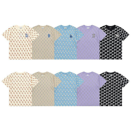 MLB trendy brand NY couples diamond presbyopia full print T-shirt casual short-sleeved same style 24 summer half-sleeved DT-9923 khaki L recommended 130-150Jin [Jin equals 0.5 kg]