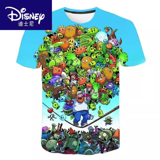 Disney's New Summer Plant vs. Zombie Cartoon Series Camiseta 3D Print para estudiantes y adolescentes de escuela primaria y secundaria TXU1342 140 Peso adecuado para niños 50-60 Jin [Jin es igual a 0,5 kg]