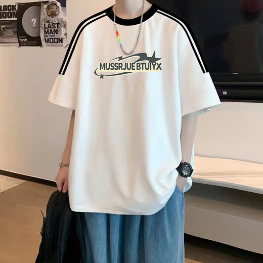 Con puro americano de cinco puntos Retro de cinco puntos Summer 2025 New Loose Design Nicho Day 3895Wasp White + M 85 a 120Jin [Jin equivale a 0.5 kg] + +