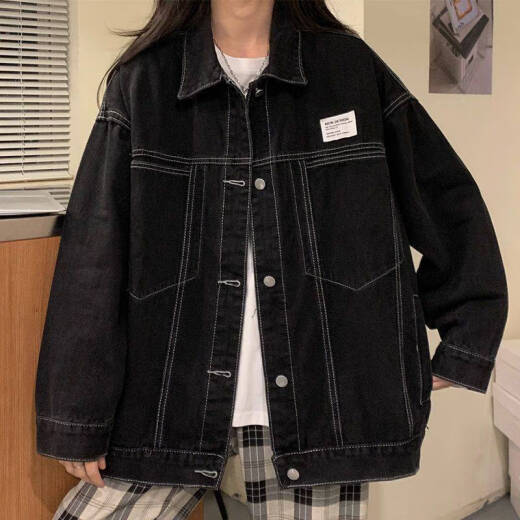 Veste en jean fhhuabd pour les femmes au printemps et automne style coréen veste en jean gras mm veste sans chapeau tendance veste de haut en arrière vêtements 9926 # [bleu] M [suggestion 101--115jin [Jin est égal à 0,5 kg]]]
