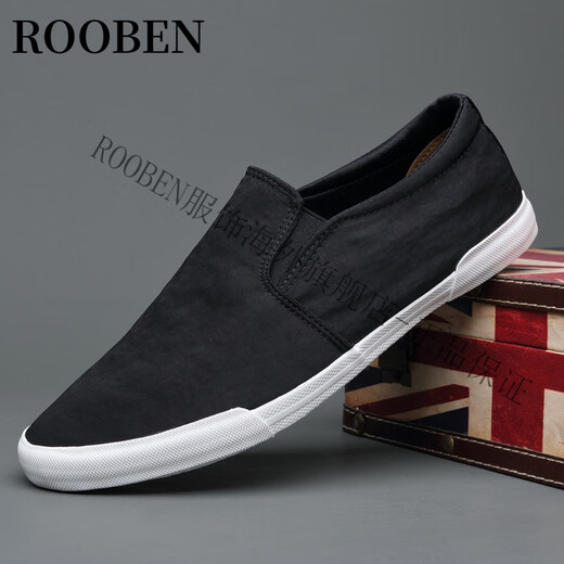 ROOBEN High-De-Luxury Brand Men's Shoes Shoes Shops Summer Summer New Style Breathable Casual, cómodo, zapatos Loafer Shoes Men's All Black 42