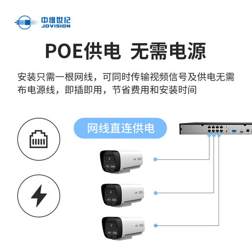 Cámara de vigilancia del siglo Zhongwei Century 3 millones de POE alimentado por la visión nocturna a todo color del hogar Monitoreo remoto de la cámara de monitoreo remoto JVS-GT01-3dpm 6 mm de 6 mm