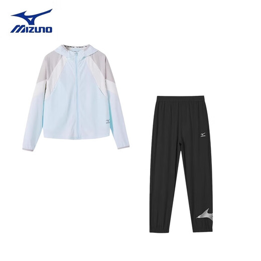 Mizuno Mizuno Children's Official Authentic Children's Clothing Summer New Sunproof Jacket Mosquito-proof Pants Set Two-piece Set for Older Children White Black 160 CM (85-100Jin Jin is equal to 0.5kg)