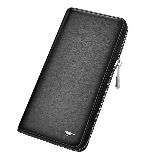 Septwolves Septwolves Seven Wolf Wallet Herren Langes Reißverschluss Clutch Geburtstagsgeschenk 2025 Echtes Leder Clutch Einfache Hand Grab Qixi Festival Weisheit und elegantes Schwarz