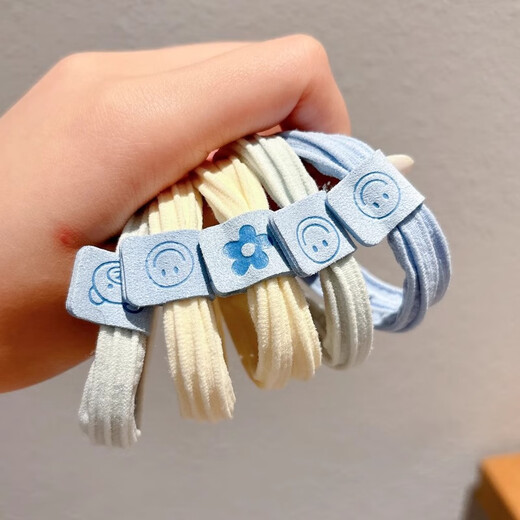 SAHANE SAHANE [Little Bear Style] Salt de mer Blue Blue Hagine de cheveux sans couture pour les femmes avec une queue de cheval haute et pas de corde à tête effondrée High Elastic Band Cair Cair Rope Salt System [10 pièces - Blue Label Bear]