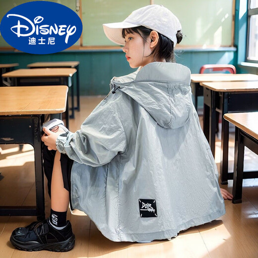 Disney Boys Summer Sun Protection Clothing 2025 New Medium and Large Children's Summer Sun Protection Clothing Jacket Breathable Thin Top Trendy Gray 170