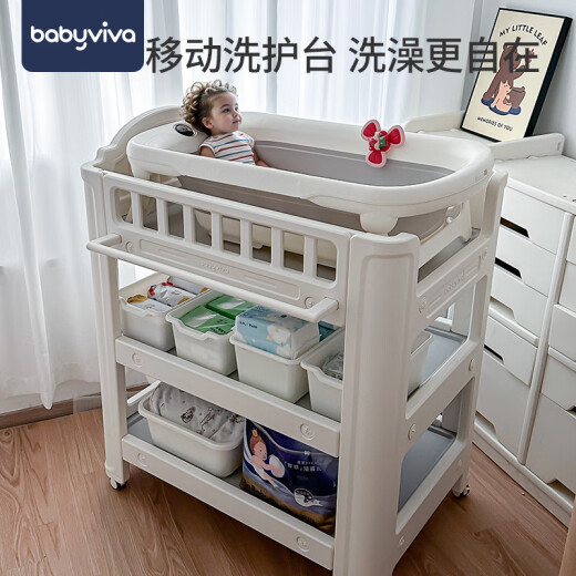 mesa de pañales babyviva mesa de cuidado del bebé de los bebés recién nacidos cambia de cuna masaje multifuncional touch mesa de tela de tela + almohadilla de látex [ensamblaje de grado de alimentación hdpe importada Otros estructura de marco