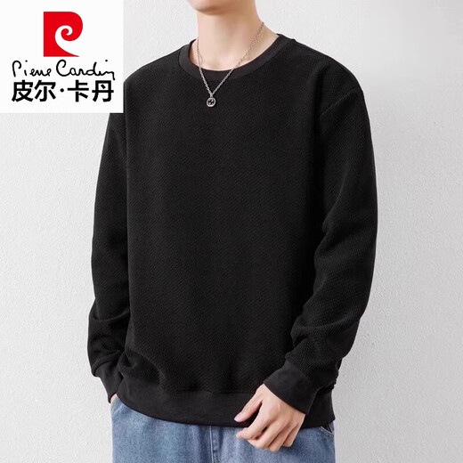 皮尔卡丹（pierre cardin）高档慵懒风卫衣男士春秋2025新款潮牌宽松内搭华夫格圆领打底衫男 683卡其 M【90-110斤】