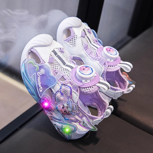 Heaacooa Kulomi Children's Sandals Girls Summer 2025 Nouvelle fille Baotou Sports Princesse Sandals Mid-Big Children's Éclairage Purple Aisha K869 27