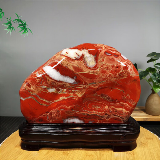 Moyun Authentic Strange Stone Natural Stone Raw Stone South African Red Jasper Poulet Blood Ornemental Jade Salon Decoration Chine