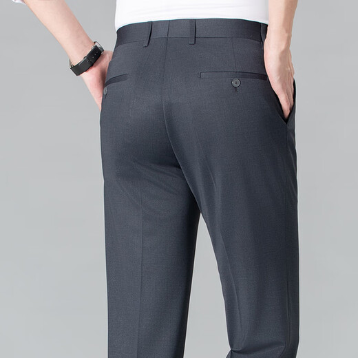 Pier Cardan trousers men's spring and summer thin middle-aged men's high elastic non-iron comfortable straight pants casual breathable suit pants F9906 blue 32 (2.5 feet waist circumference)