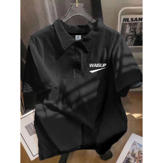 重磅polo衫短袖男款ins潮牌夏季宽松纯棉百搭半袖体恤翻领上衣服 【3895*wasp】-白色 M _80-110斤