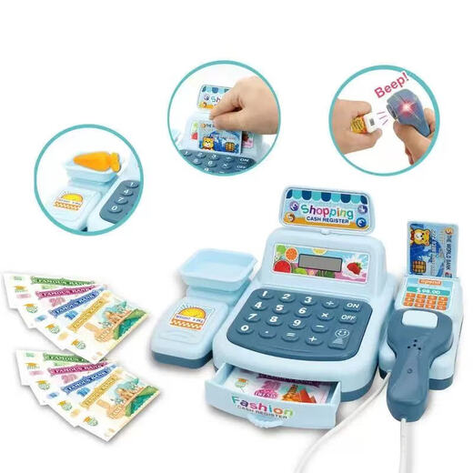 Children's cash register toys play house toy supermarket role play mini simulation convenience store cash register model Simulation lighting sound cash register (pink)