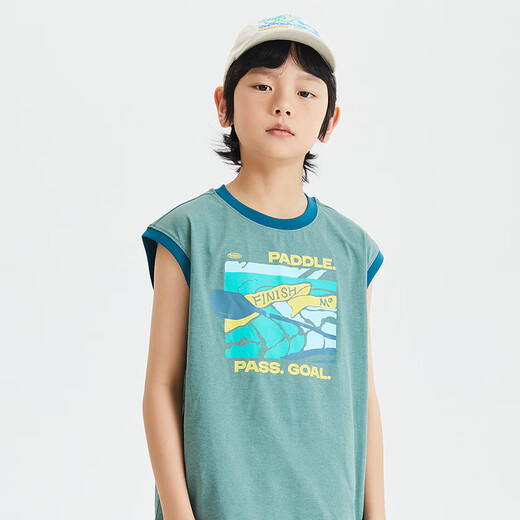 Mipo children's 25 summer sports vest, quick-drying, cool, antibacterial, breathable, elastic, boys' outdoor sports inner wear, green 160