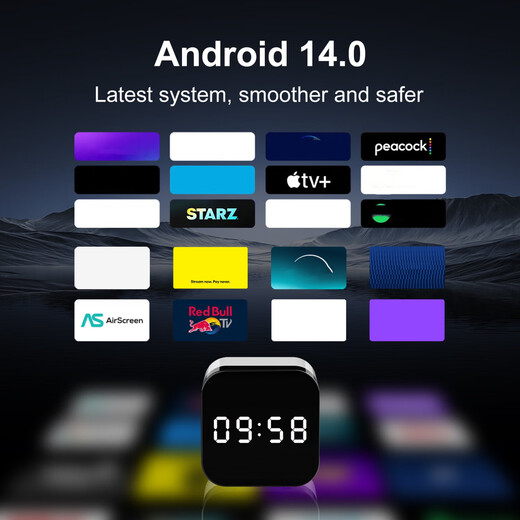 
AIRWORLD native TV Android 14 TV box H96MAX H728 foreign trade set-top box with clock Gigabit network ATV 4GB 32GB+ Bluetooth remote control Domestic version
