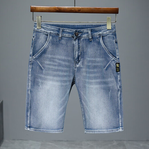 
ZENGZHI 2025 new summer thin denim shorts men's five-point loose straight mid-trouser casual versatile stretch breeches 671 blue gray 36 (2 feet 8)