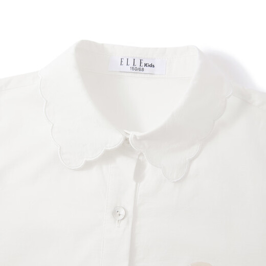 ELLE KIDS children's clothing summer new style girls French pastoral style cotton embroidered lace collar casual short-sleeved shirt top white 140