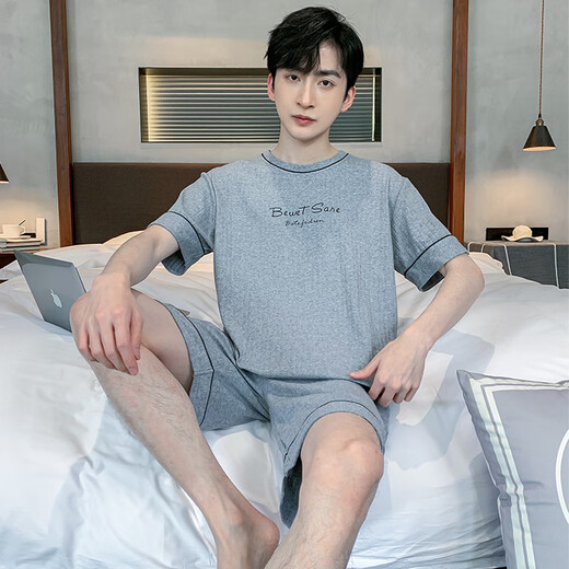 Herren-Pyjamas 2024 Neue Pure Cotton Short Sleeve Shorts Dünn Sommer lässig zweiköpfige Home-Kleidung großer Größe 9928# xl [vorgeschlagen 120-140jin [Jin ist 0,5 kg]]