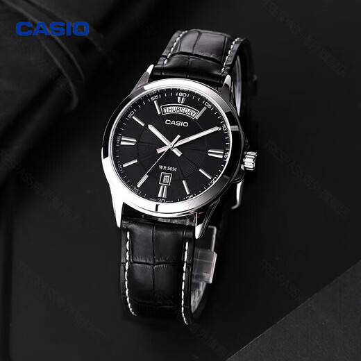 卡西欧（CASIO）手表男简约商务带日期指针石英男表MTP-1381L-1A MTP-1381L-1A