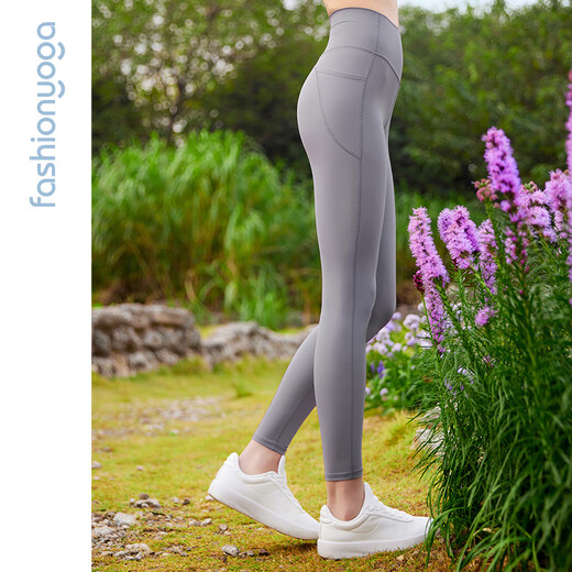 
Fan Sheng Yoga Exercise Fitness Cool Breathable No Smooth Sweat High Waist Slimming Butts With Beds Bringing Nine-point Yoga Pants FY15918 Spring Mud Gray M