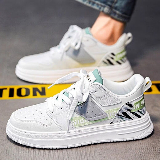 Xianxiqi men's shoes thick-soled small white shoes spring new style breathable sports and leisure increase 9906 white and green 39