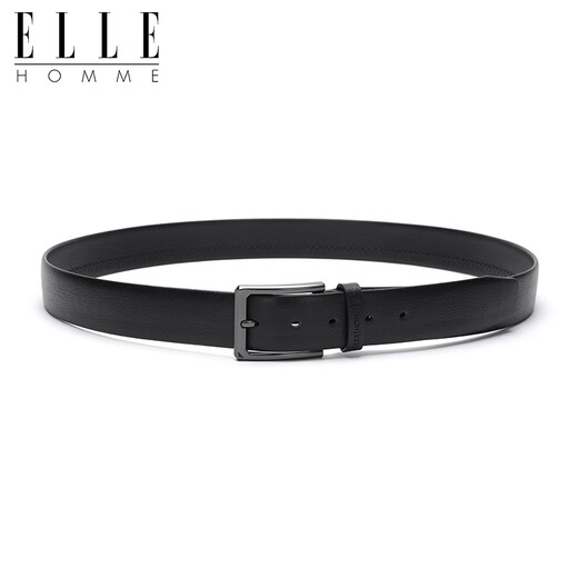 Elle Homme Men's Belt, Top Layer Cow Hide Pin Boucle de boucle, ceinture décontractée à la mode, cadeau d'anniversaire noir 3615 pour hommes