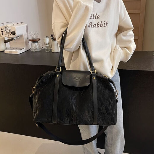 大容量手提短途旅行包行李包女时尚轻便手提包游泳出差健身收纳袋 白色【升级加厚】