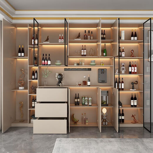Yizhiyan 2026 Nuevo gabinete de vino de madera maciza Sala de estar Integrado Gabinete de entrada de pared Integrado Sala de comedor Almacenamiento Estilo de acompañamiento 8: 180*40*220 Panel posterior espeso + Instalación del paquete de entrega