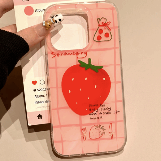 Strawberry cochée adaptée à l'iPhone16 Téléphone mobile porte-caisses Apple Huawei Vivo Xiaomi Oppo Honor Couverture antifle