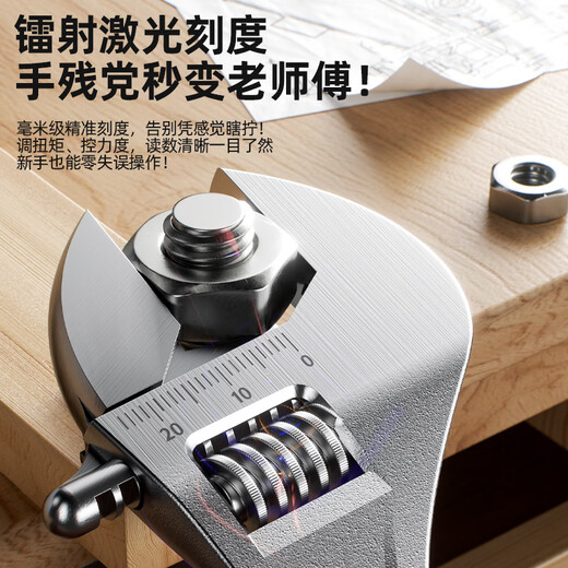 OLED 10-inch adjustable wrench set tool universal live mouth wrench large opening multi-functional bathroom adjustable wrench light handle