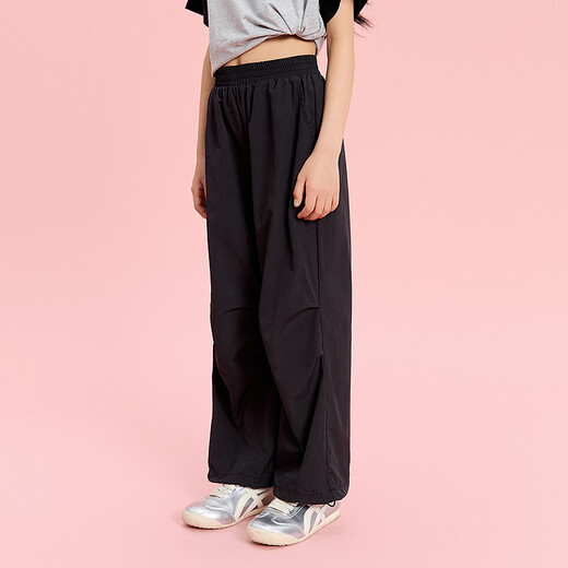 笛莎（DEESHA）童装儿童女童休闲长裤2025夏季新款中大童速干直筒工装裤 黑色 150