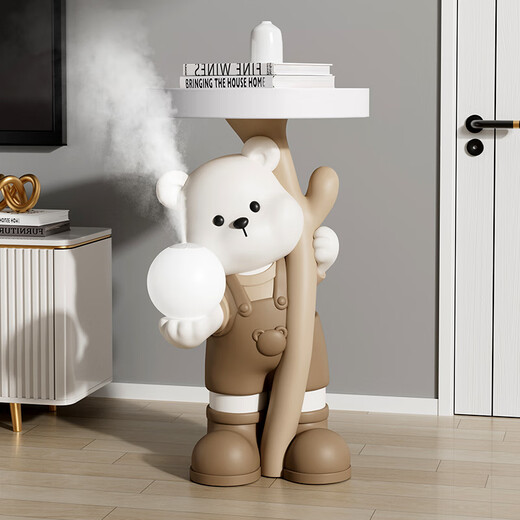 Chenyu Creative Violent Bear Floor-standing Decoration Living Room TV Cabinet Sofa Next Coffee Table Home Decoration Housewarming Gift Bouquet Bear Toto Coffee Table Brown + Tray Style