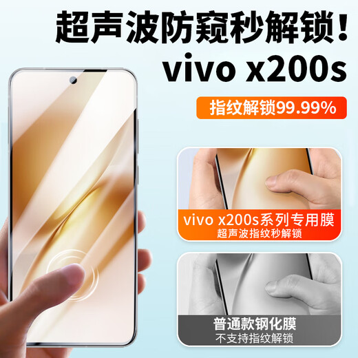 Smorss【2片无黑边】适用vivo X200S钢化膜vivo X200S手机膜无孔高清升级防摔抗指纹保护贴膜-超声波解锁