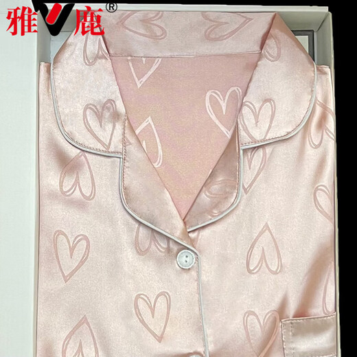 Yalu Bingsi Pajamas for women in summer love printing set thin sweet girl short-sleeved trousers ice silk home clothes feel-YFY-9906 [short-sleeved shorts] L [recommended 100-120 Jin [Jin equals 0.5 kg]]