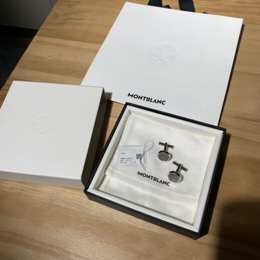 万宝龙（MONTBLANC）现货大班系列几何体男士配件法式衬衣袖扣 银色精钢几何体
