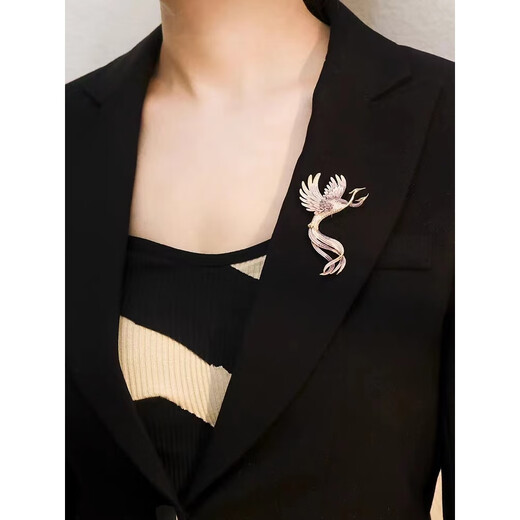 Chishou enamel temperament phoenix brooch for women high-end fashion suit pin cardigan shawl button sweater decoration XL688/purple phoenix brooch