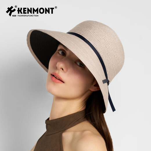 Kenmont卡蒙黑胶防晒帽女夏季2025新款时尚洋气遮阳帽优雅女帽潮KM-6211 KM-6211/奶霜白 F：适合头围（55-58cm）
