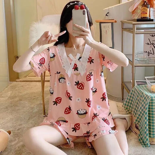 乐僖贝俫公主风睡衣甜美蝴蝶结长款家居服套装 1105蝴蝶花边领【长袖套装】 185 2XL 125-150斤