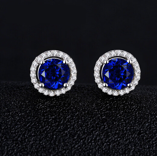Pure sapphire earrings 925 sterling silver plated with 18K gold set with blue tourmaline round earrings tanzanite gemstone sweet new