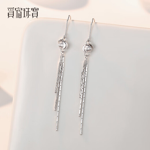 Misu pt950 platinum cat's eye stone tassel earrings, fashionable and shiny platinum ear hooks, a Christmas gift for your girlfriend, weighing 2.9-3.1 grams