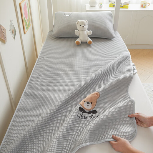 Antarctica Class A ice bean mat dormitory 0.9x1.9m PE cool feeling bed sheet soft mat home baby ice silk mat Ruibao bear bed sheet-grey single mat 90cm*190cm