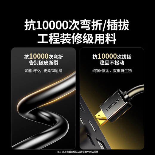 绿联HDMI线2.0版4K高清线1.5米视频线工程级 笔记本电脑机顶盒连接电视投影仪显示器数据连接线60820
