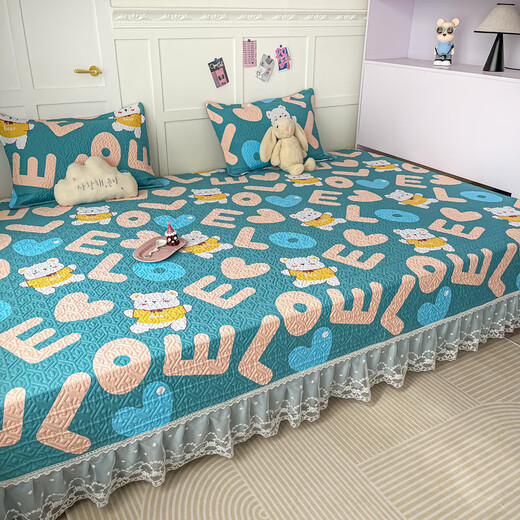 Yalu Tatami Betthülle Neues reines Baumwoll All-Saison Universal Rural Large Kang Cover Special Anti-Schlupf-Baumwollblattbett Rock K687 (2 Meter + SAG 40 cm)*3,5 Meter