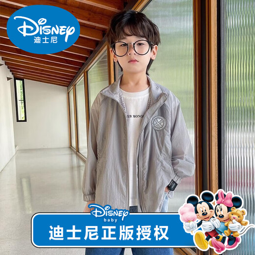 Disney Children's Ice Silk Sun Protection Clothes Boys Summer Clothes 2025 New Medium and Large Children's Thin Breathable Sun Protection Clothes Korean Style Fashionable Gray Sun Protection Clothing 170 Recommended height is about 169 cm