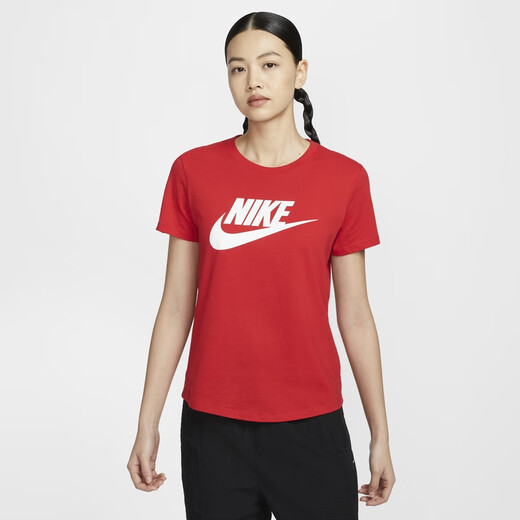 耐克（NIKE）ESSENTIALS女子印花T恤秋季纯棉休闲轻便柔软舒适DX7907 828柔和橙 S