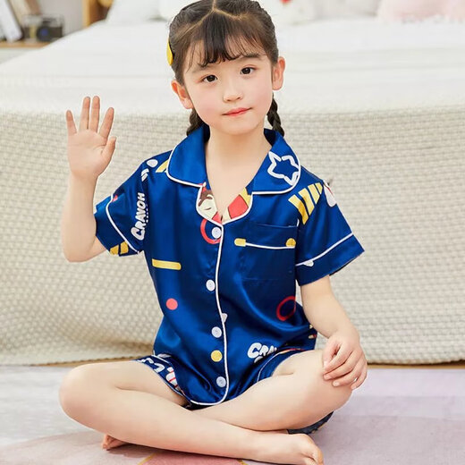 迪士尼（Disney）夏季短袖儿童睡衣冰丝薄款夏天男童真丝小女孩宝宝卡通家居服套装 679男童 170 8码建议身高90-105cm